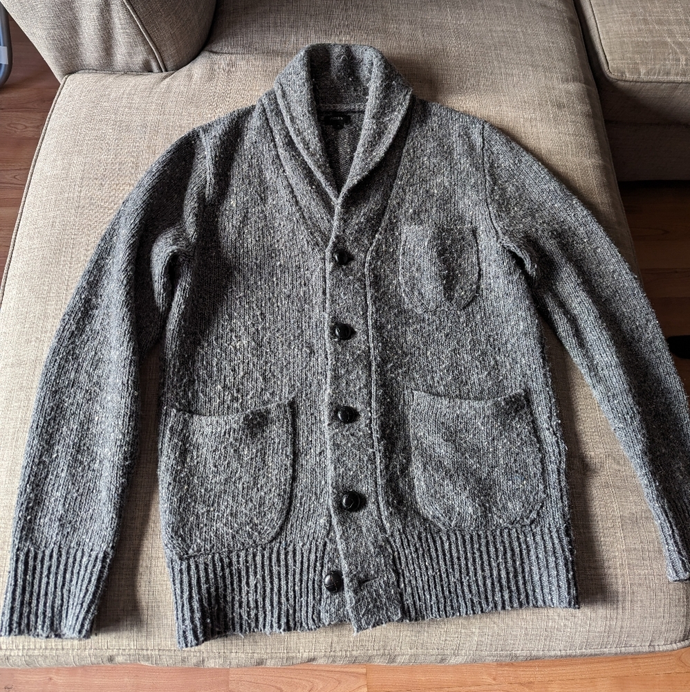 J. Crew Wool Blend Shawl Neck Cardigan, Grey